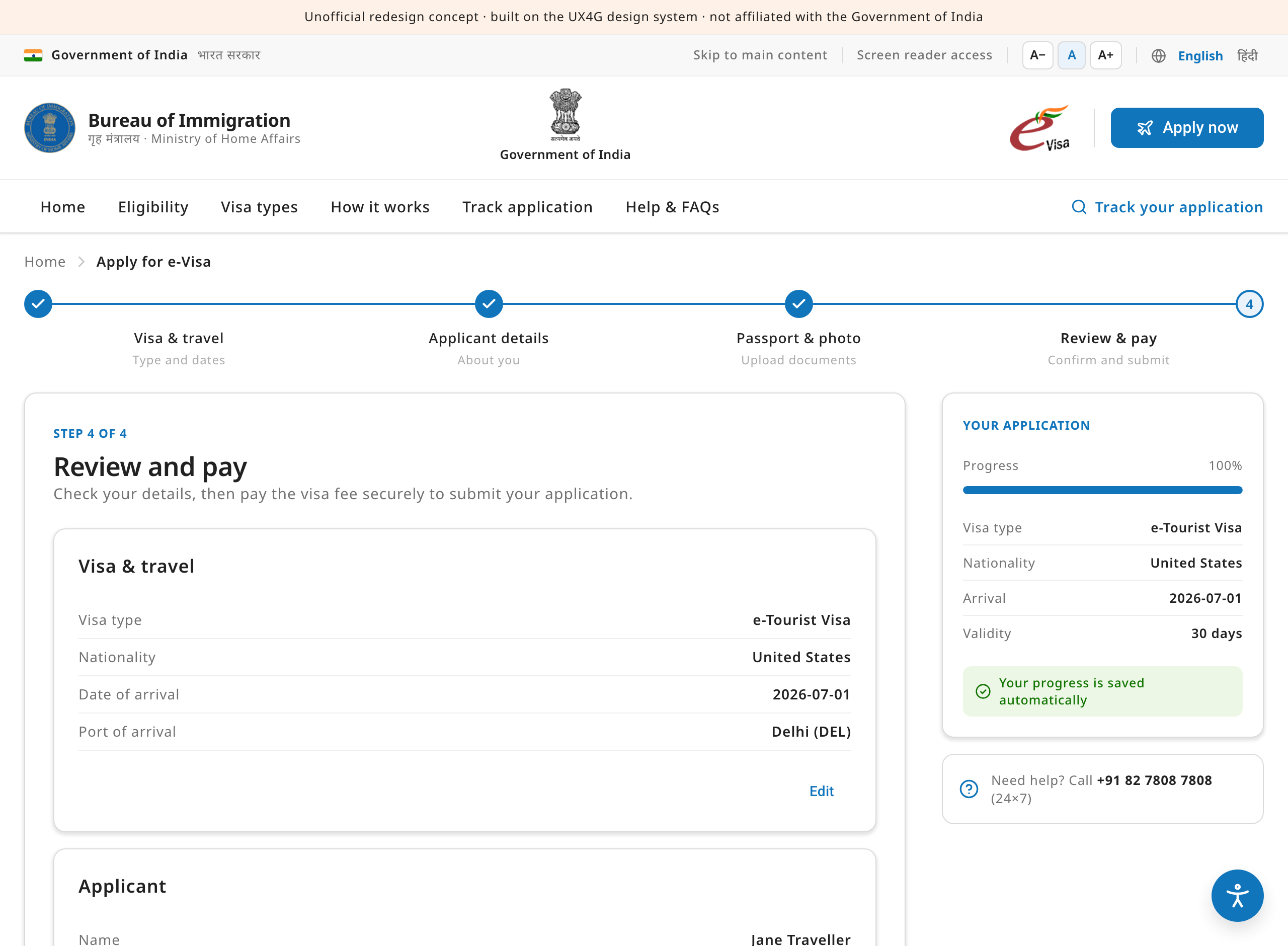 Review and pay step